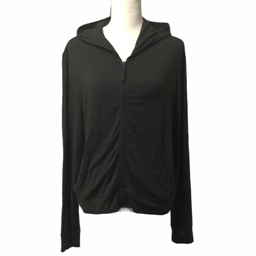 Eileen Fisher Sweatshirt Front Zip Up Hoodie Pockets Long Sleeve Athletic